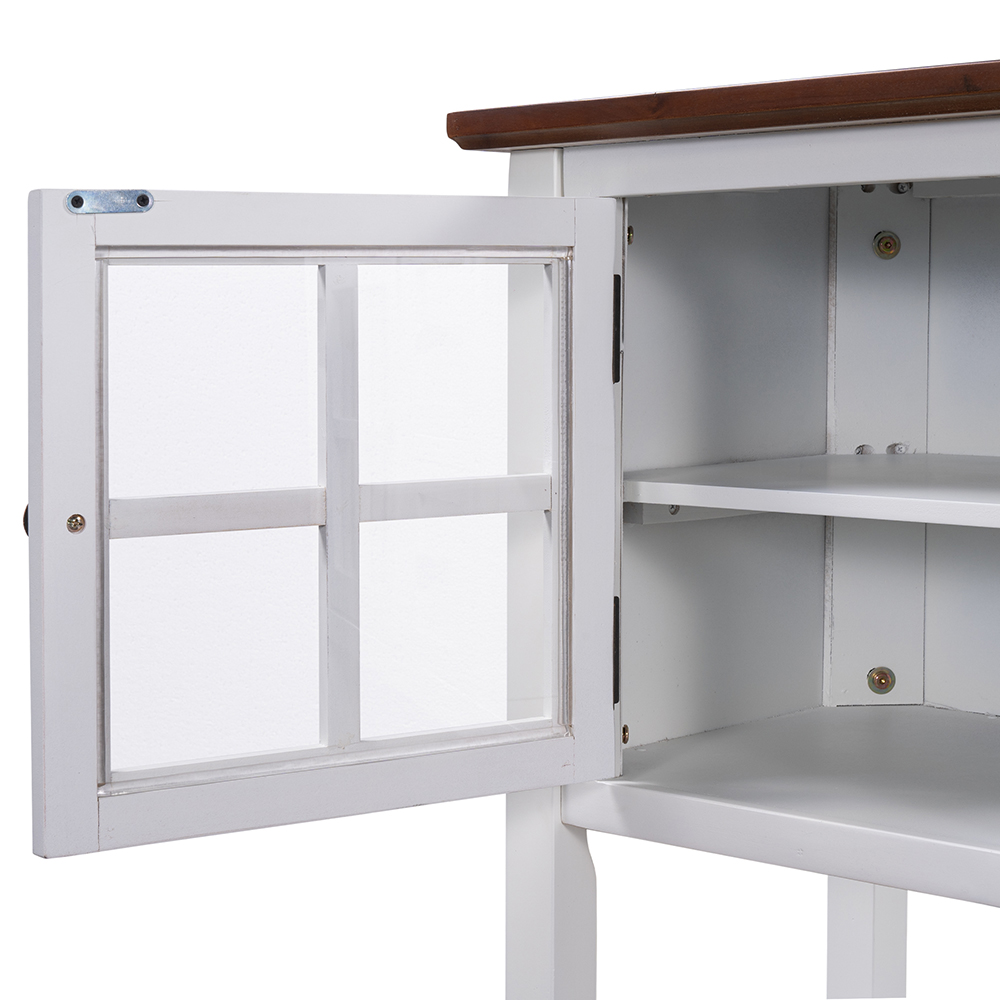 U_STYLE 45'' Modern Console Table with 2 Drawers, 2 Cabinets and 1 Shelf, for Entrance Hallway, Dining Room, Bedroom - White + Brown