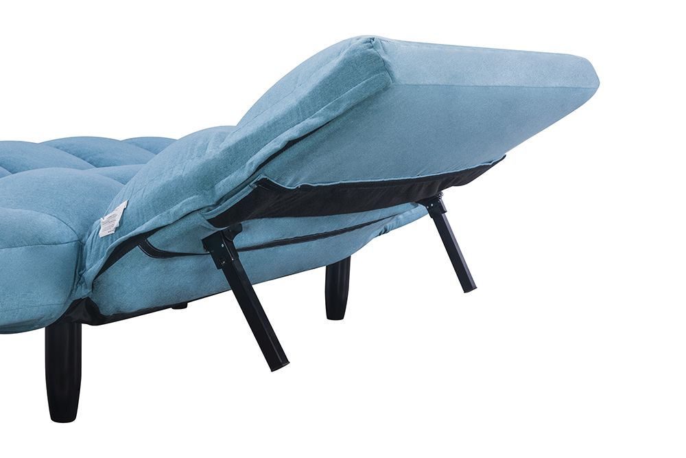 U-STYLE 2-Seat Twin Size Polyester Blended Tufted Sofa Bed with 2 Pillows and 2 Side Pockets, for Living Room, Bedroom, Office, Apartment - Blue