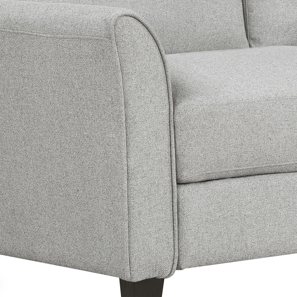 3-Seat Linen Fabric Sofa with Wooden Frame and Plastic Feet, for Living Room, Bedroom, Office, Apartment - Light Gray