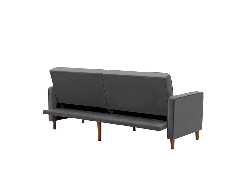 78" Velvet Fabric Upholstered Sofa Bed with Square Armrests and Adjustable Backrest for Living Room, Bedroom, Office, Apartment - Pink