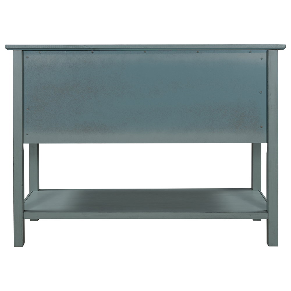 U_STYLE 45'' Modern Console Table with 2 Drawers, 2 Cabinets and 1 Shelf, for Entrance Hallway, Dining Room, Bedroom - Green