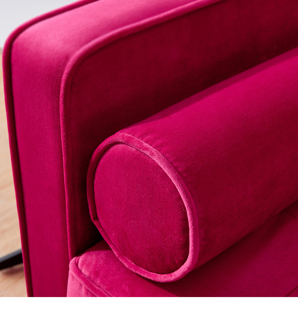 75.6" 3-Seat Velvet Fabric Upholstered Sofa with Armrests and Solid Wood Legs for Apartment, Office, Living Room, Bedroom - Red
