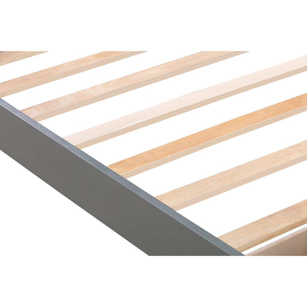 Twin Size Wooden Platform Bed Frame with Storage Drawer, and Wooden Slats Support, No Spring Box Required (Frame Only) - Gray