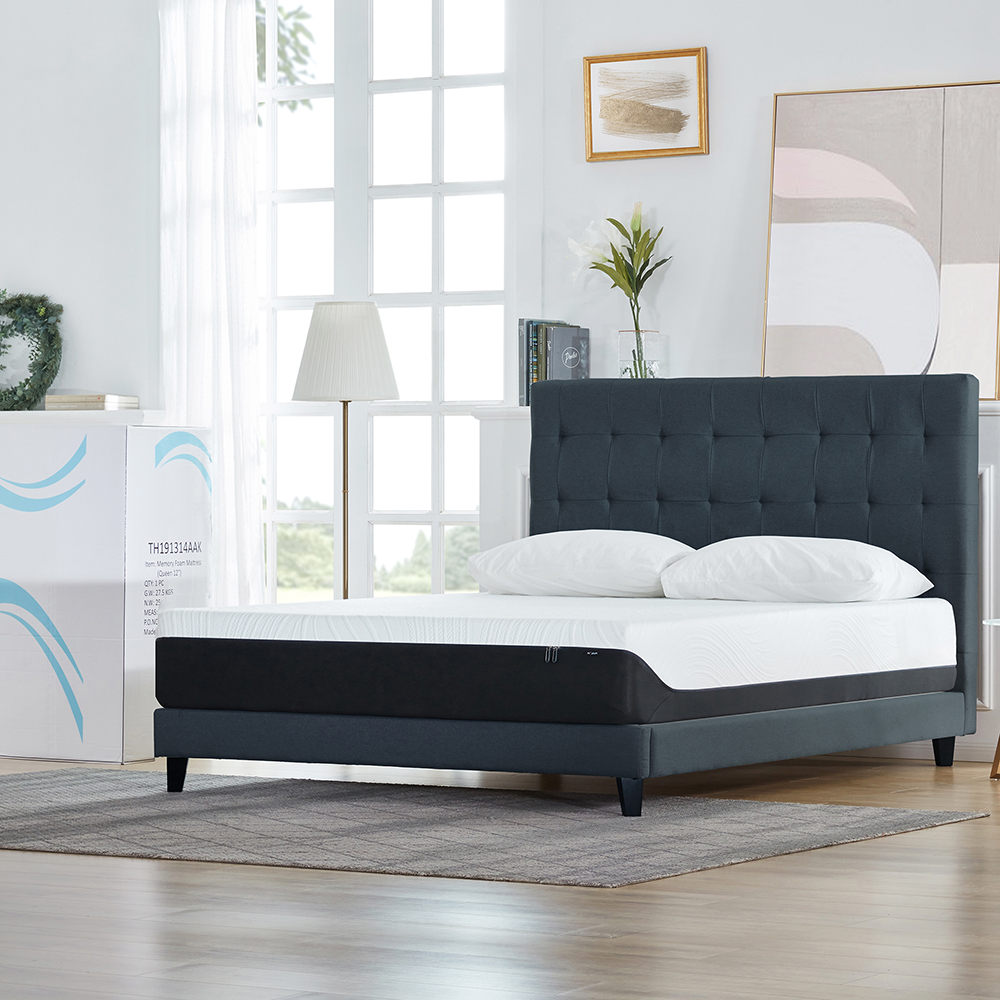10 Inch Gel Memory Foam Mattress, Moisture-proof and Breathable, Relieve Pressure Points - Queen Size (Only Mattress)