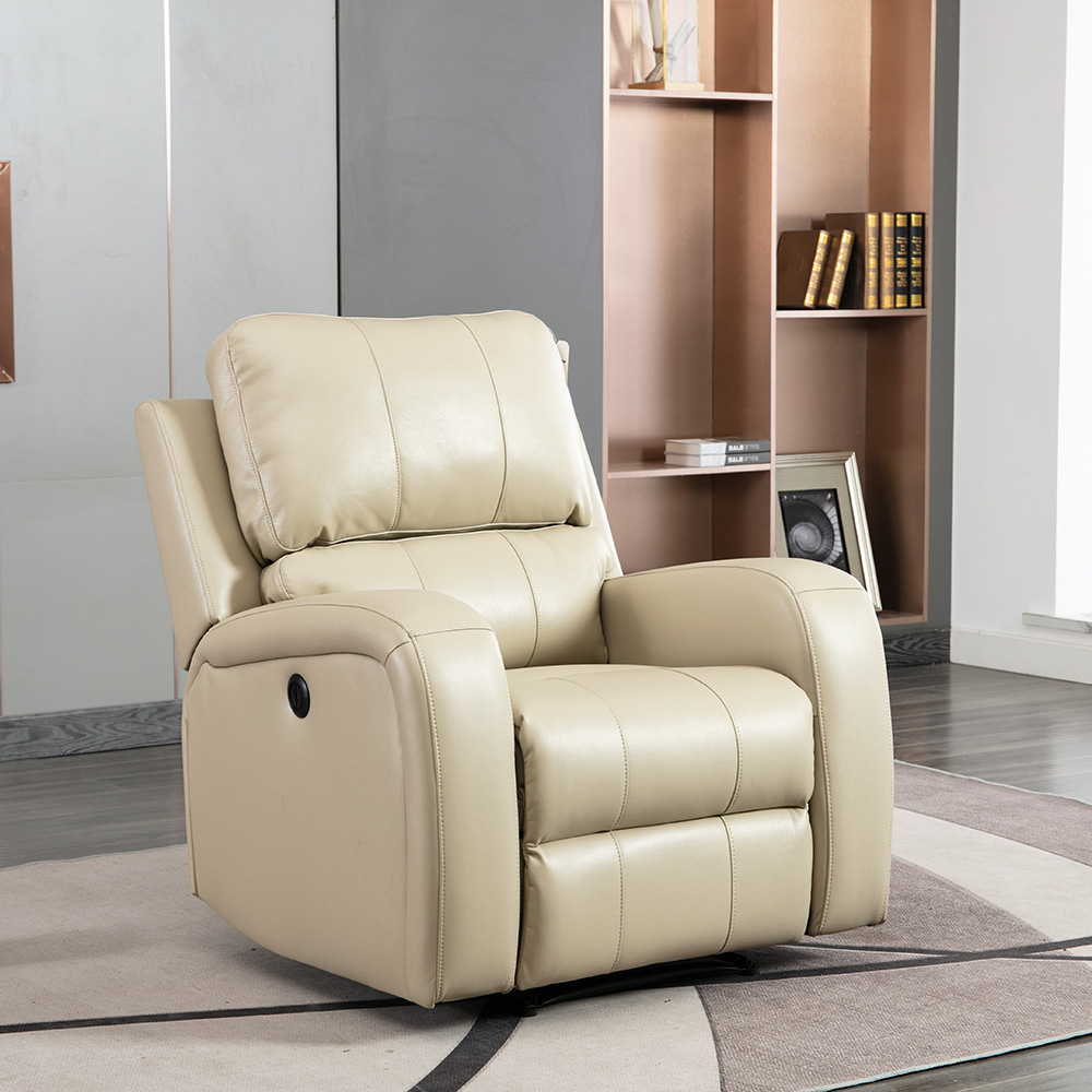 Art Life PU Leather Electric Recliner with USB Charge Port, for Living Room, Bedroom, Office, Apartment - White