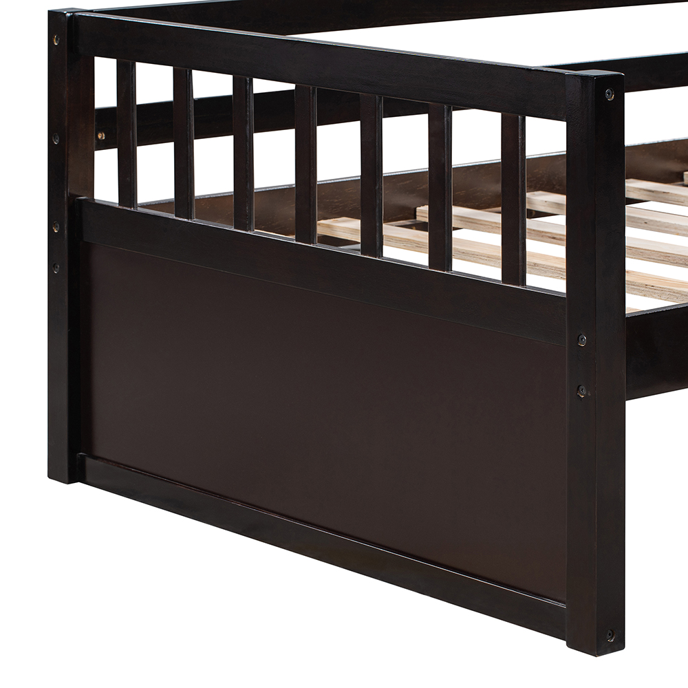 Twin-Size Wooden Platform Sofa Bed Frame with 2 Inseparable Storage Drawers - Espresso
