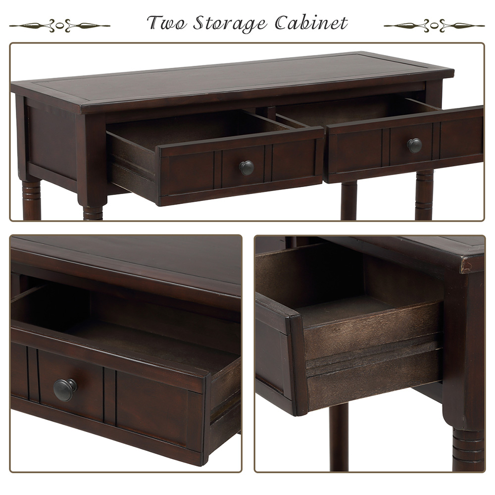 TREXM 35'' Console Table with 2 Storage Drawers, and Bottom Shelf, for Entrance, Hallway, Dining Room, Kitchen - Espresso