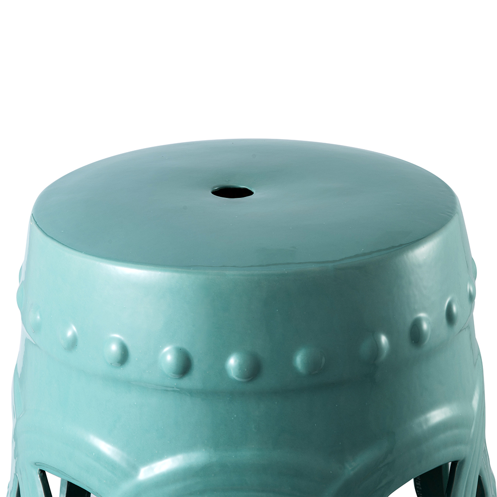 Outdoor Multifunctional Ceramic Stool for Garden, Terrace, Deck, Backyard - Green