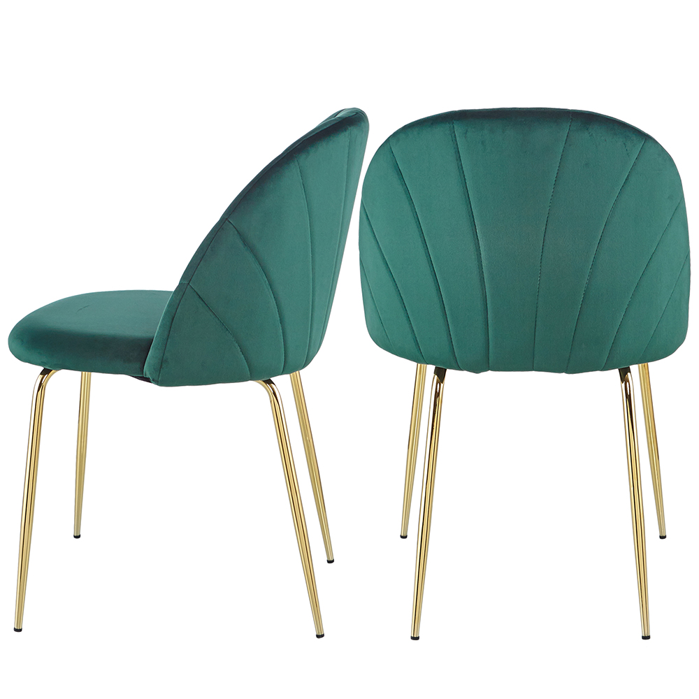 5 Pieces Dining Set, Includes 1 MDF Table and 4 Velvet Chairs, for Kitchen, Living Room, Cafe, Reception Room - Green