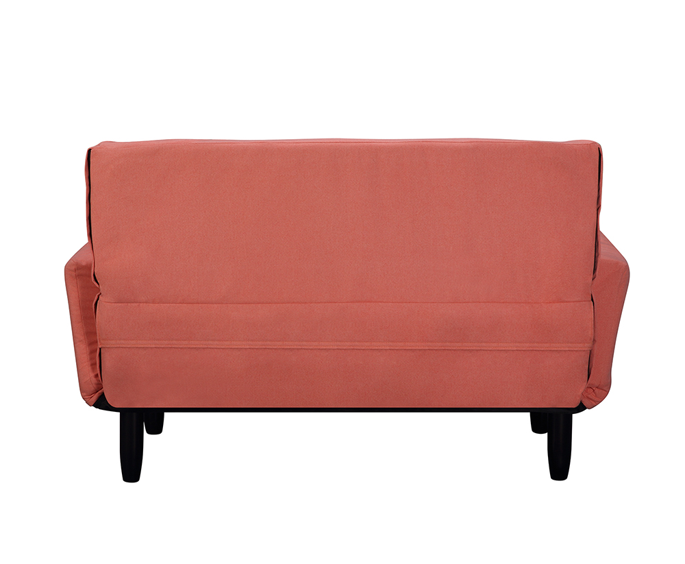 U-STYLE 2-Seat Twin Size Polyester Blended Tufted Sofa Bed with 2 Pillows and 2 Side Pockets, for Living Room, Bedroom, Office, Apartment - Orange