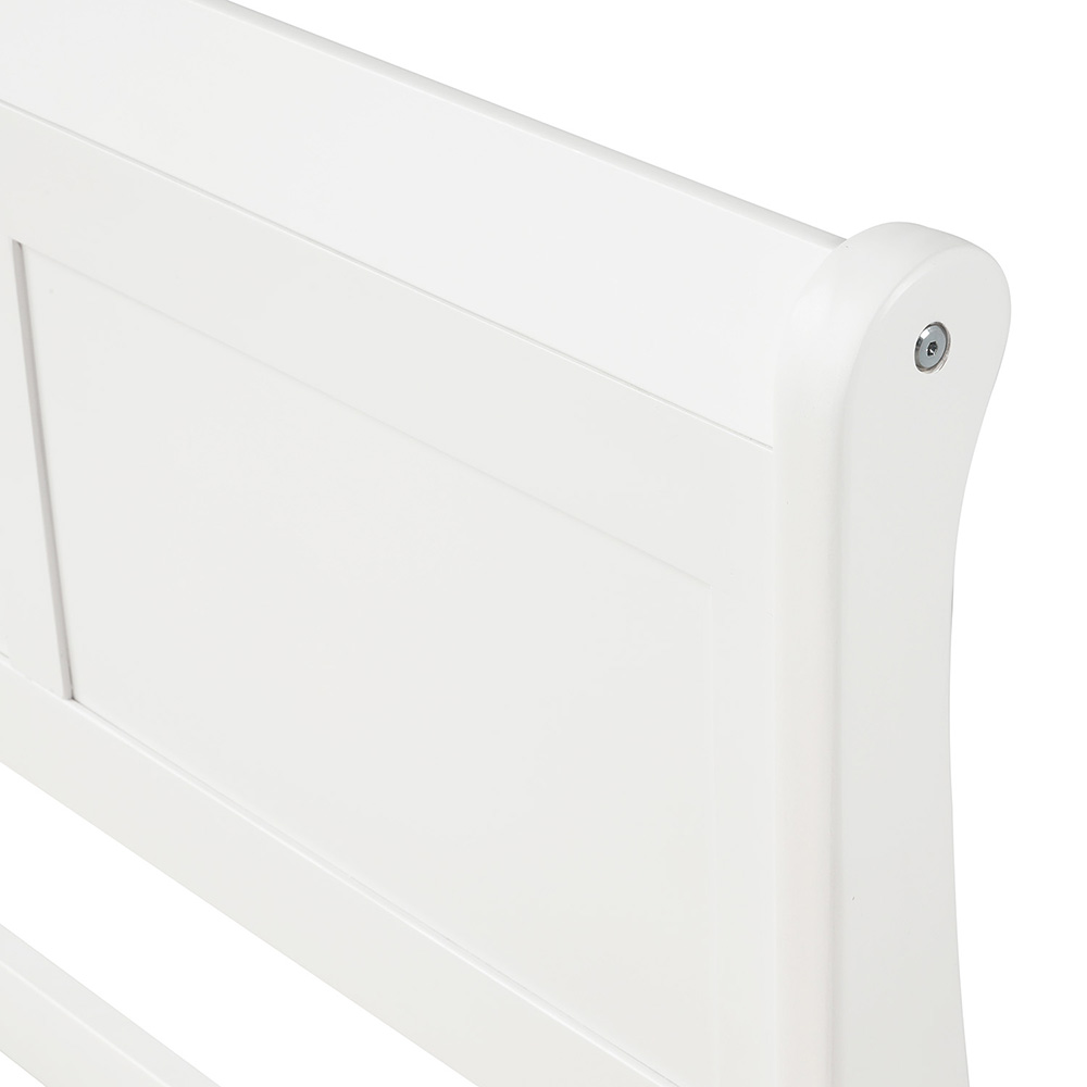 Twin-Size Wooden Platform Bed Frame with Headboard, Footboard, and Wooden Slats Support - White
