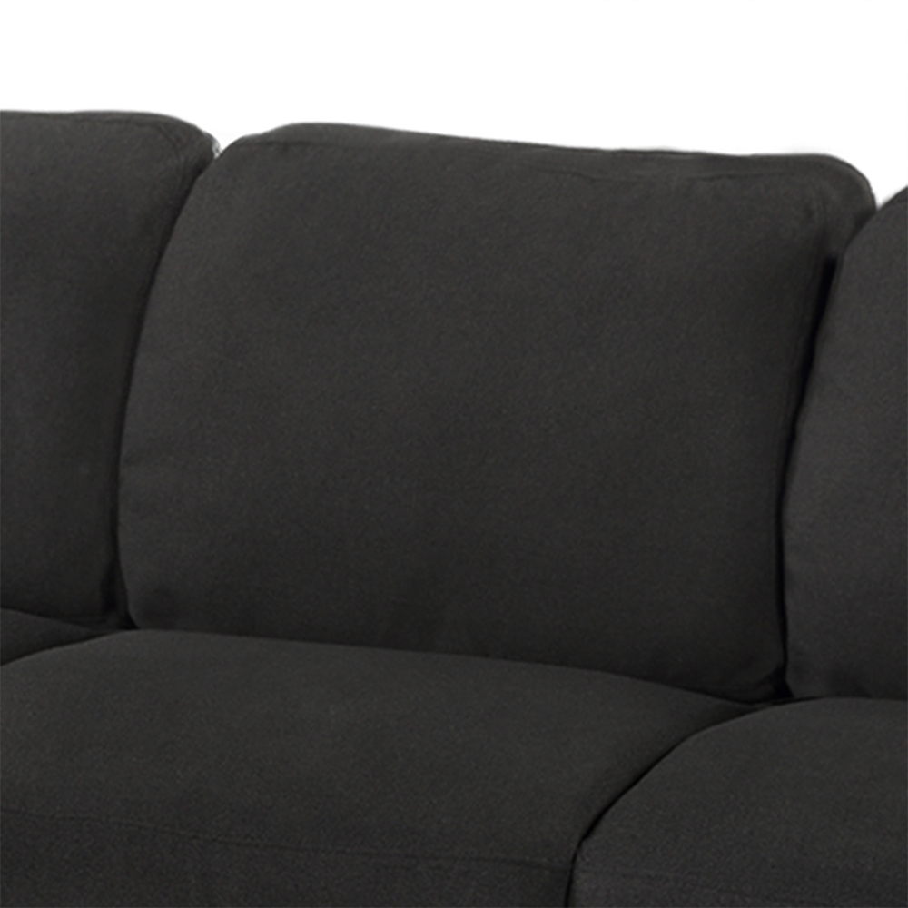 3-Seat Linen Fabric Sofa with Wooden Frame and Plastic Feet, for Living Room, Bedroom, Office, Apartment - Black