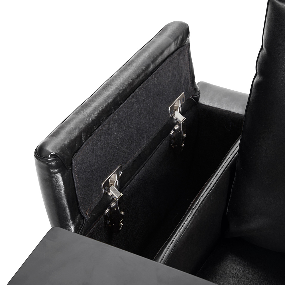 Orisfur PU Leather Electric Recliner with USB Charging Port, 2 Cup Holders, and Hidden Arm Storage for Home Theater, Office, Living Room - Black