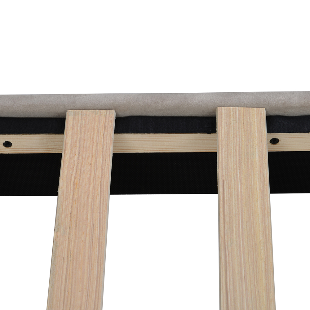 Queen-Size Velvet Upholstered Platform Bed Frame with Storage Drawer and Wooden Slat Support - Beige