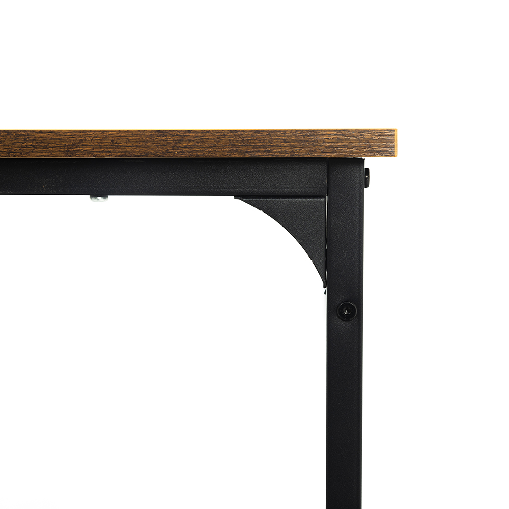 Home Office 32'' MDF Tabletop and Metal Frame Computer Desk, with 2 Hooks, Suitable for Small Spaces - Brown