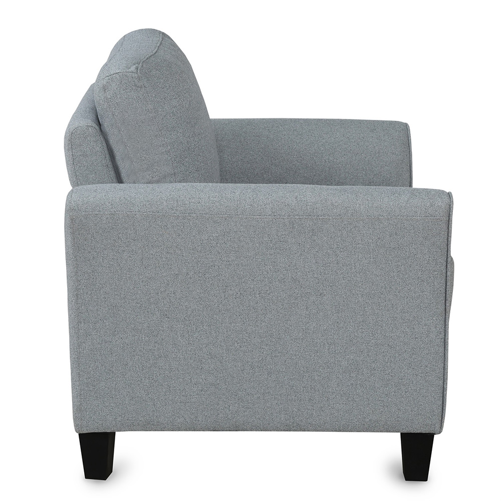 1-Seat Linen Fabric Upholstered Sofa with Armrest and Backrest, for Living Room, Bedroom, Office, Apartment - Black