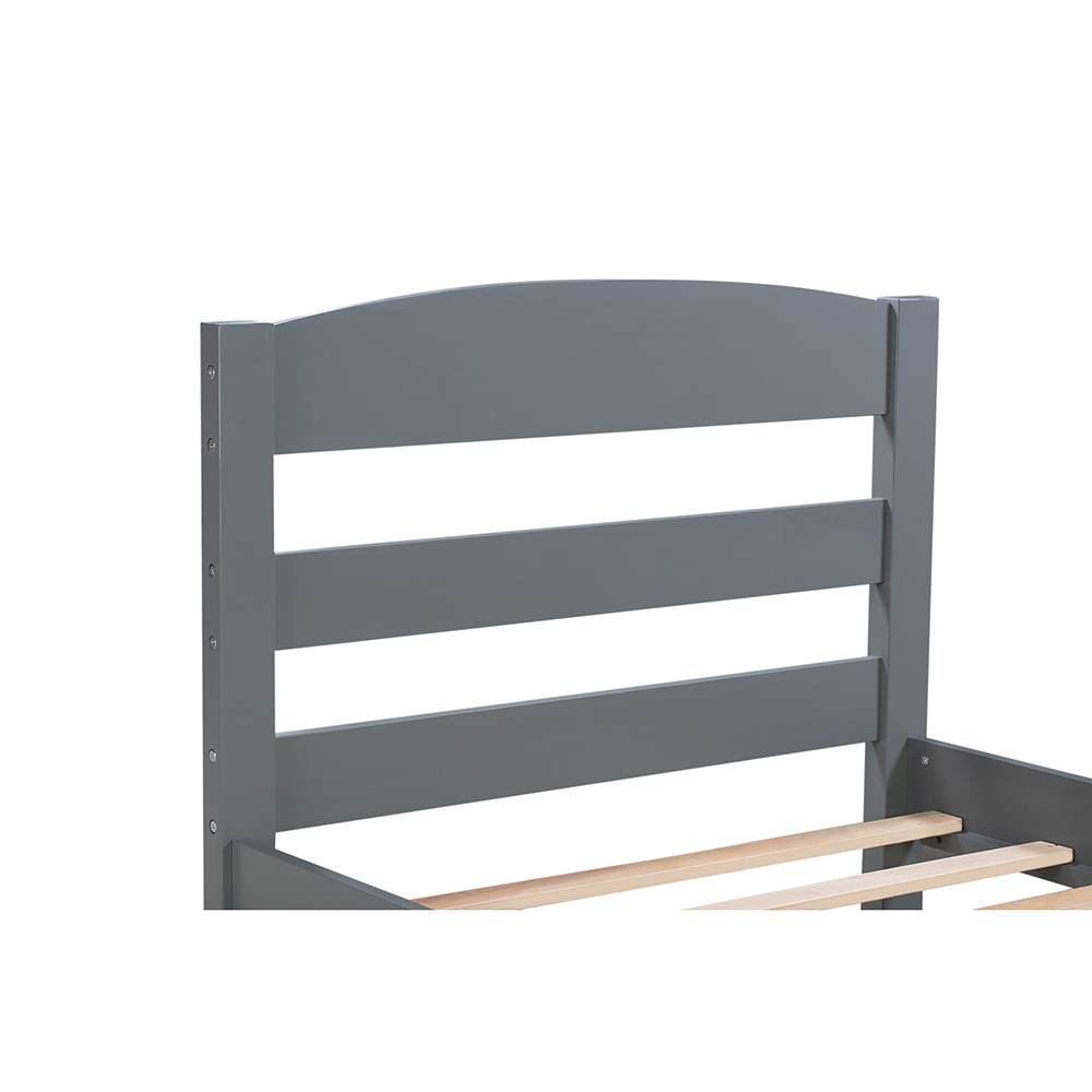 Twin Size Wooden Platform Bed Frame with Storage Drawer, and Wooden Slats Support, No Spring Box Required (Frame Only) - Gray