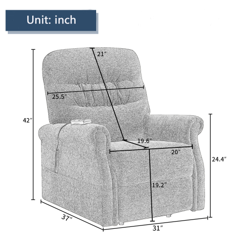 Orisfur Soft Fabric Upholstery Electric Massage Lift Recliner with Remote Control for Office, Home Theater, Living Room - Brown
