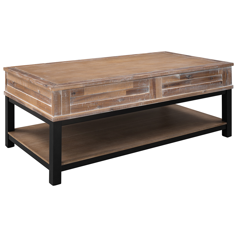 U-Style Rectangle Lift Top Coffee Table with Inner Storage Space and Shelf, for Kitchen, Restaurant, Office, Living Room, Cafe - Brown