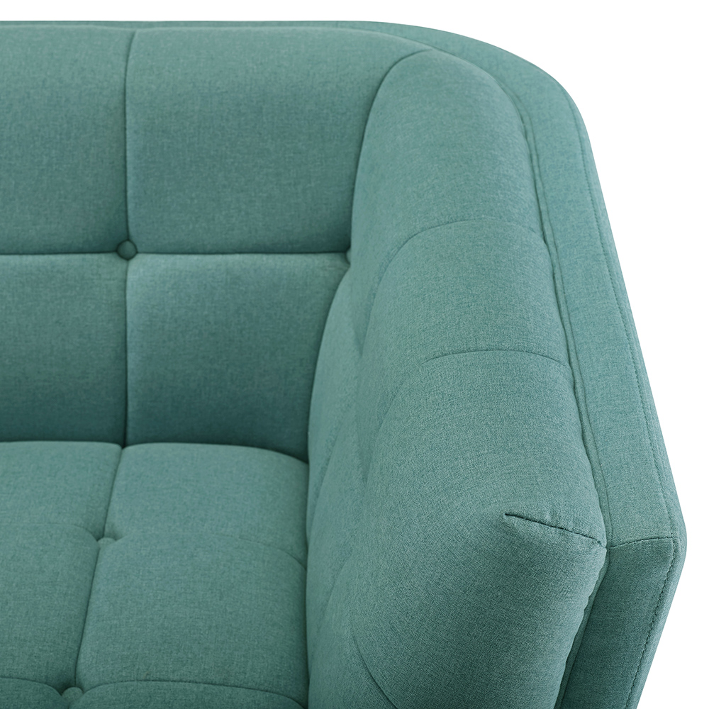 2-Seat Polyester Fabric Upholstered Sofa with Backrest and Oak Feet for Living Room, Bedroom, Office, Apartment - Mint Green