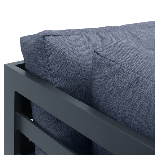 Outdoor 6-Seat Aluminum Frame Modular Sofa with Coffee Table and Removable Seat Cushion, for Courtyard, Balcony, Living Room - Gray