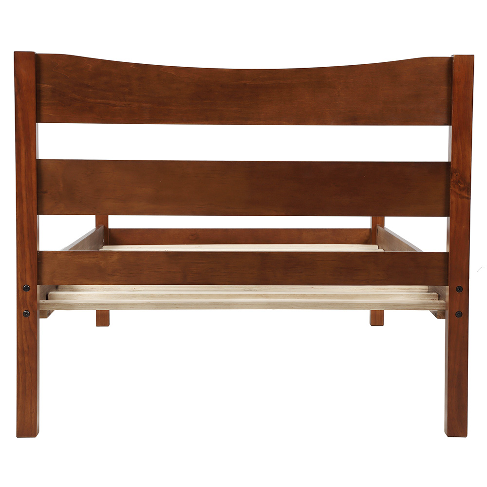 Twin Size Wooden Platform Bed Frame with Headboard, and Wooden Slats Support, No Spring Box Required (Frame Only) - Walnut