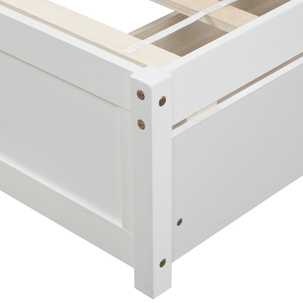 Twin Size Wooden Platform Bed Frame with 2 Storage Drawers, and Wooden Slats Support, No Spring Box Required (Frame Only) - White