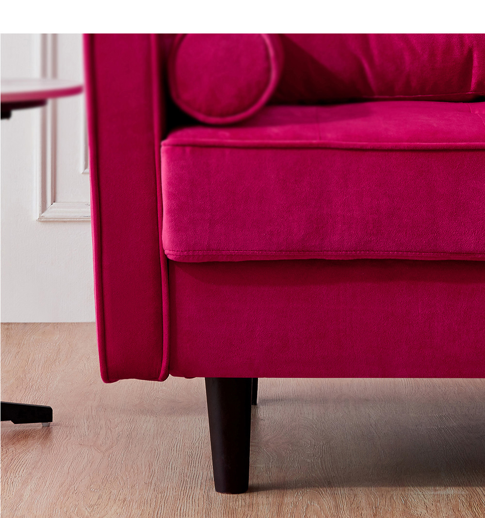 75.6" 3-Seat Velvet Fabric Upholstered Sofa with Armrests and Solid Wood Legs for Apartment, Office, Living Room, Bedroom - Red