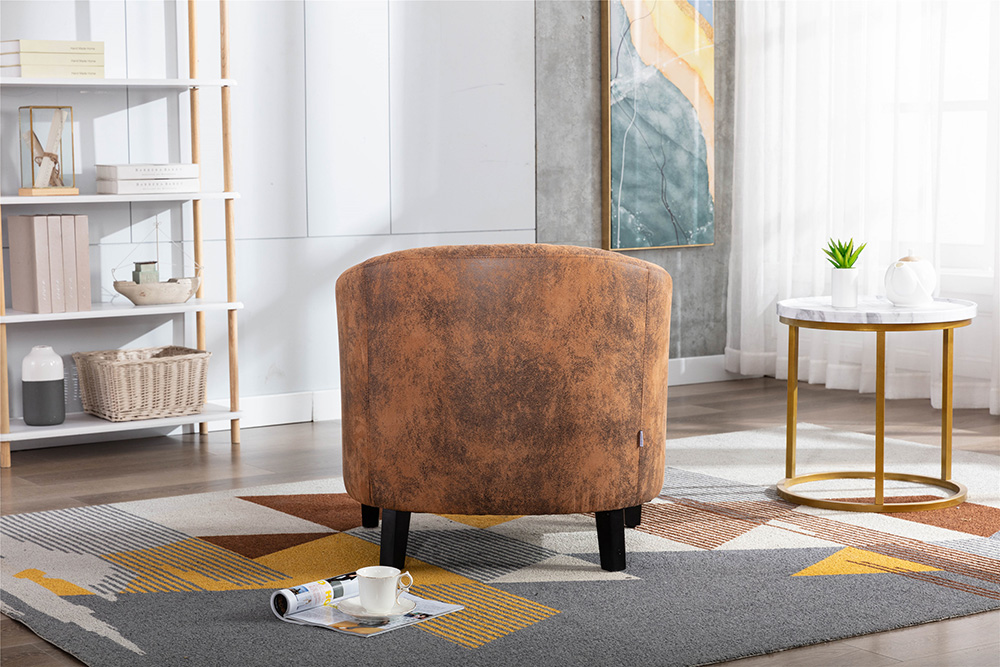 COOLMORE 1-Seat Linen Upholstered Sofa with Ergonomic Backrest and Solid Wood Feet for Living Room, Bedroom, Office, Apartment - Brown