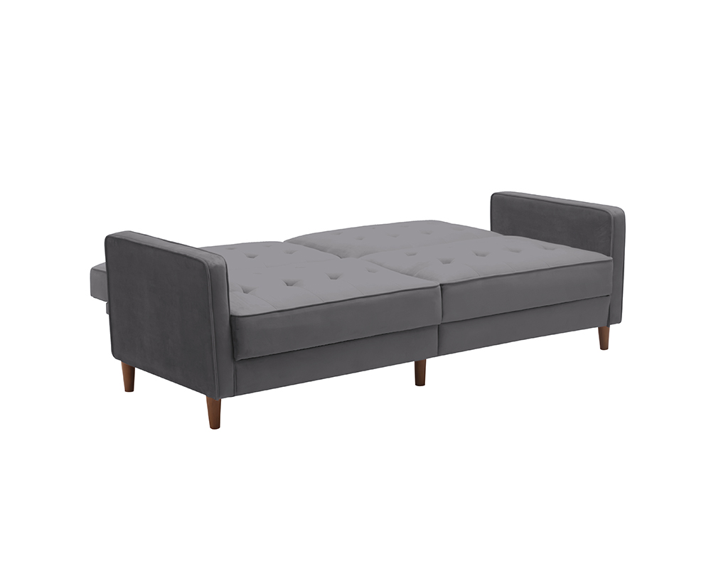 78" Velvet Fabric Upholstered Sofa Bed with Square Armrests and Adjustable Backrest for Living Room, Bedroom, Office, Apartment - Pink