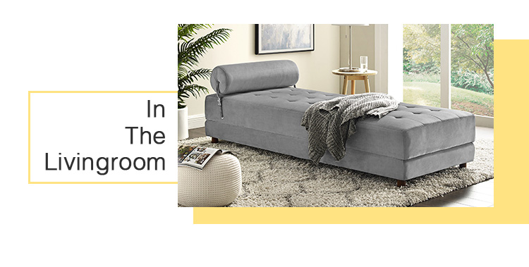 Eva Twin Size Nordic Light Luxury Style Wooden Daybed with Headrest, No Need for Spring Box, for Living Room, Bedroom, Office, Apartment - Blue