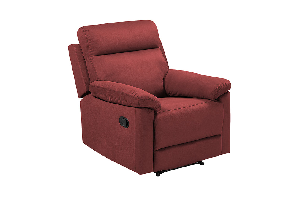 Polyester Recliner with Backrest and Armrest for Living Room, Bedroom, Home Theater, Office - Red