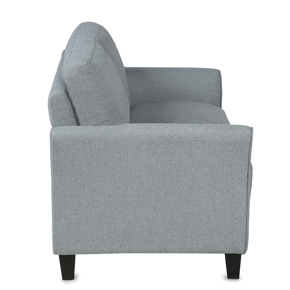 2-Seat Linen Fabric Sofa with Wooden Frame and Plastic Feet, for Living Room, Bedroom, Office, Apartment - Gray