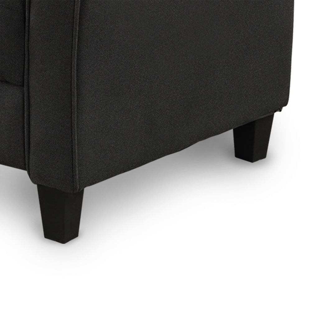 2-Seat Linen Fabric Sofa with Wooden Frame and Plastic Feet, for Living Room, Bedroom, Office, Apartment - Black