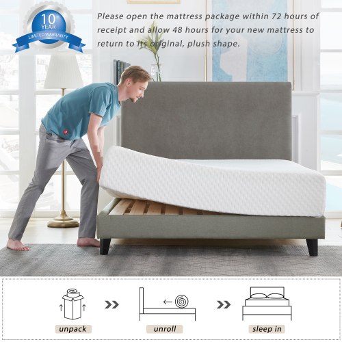 12-Inch Gel Memory Foam Mattress, Moisture-proof and Breathable, Relieve Pressure Points - Queen Size (Only Mattress)