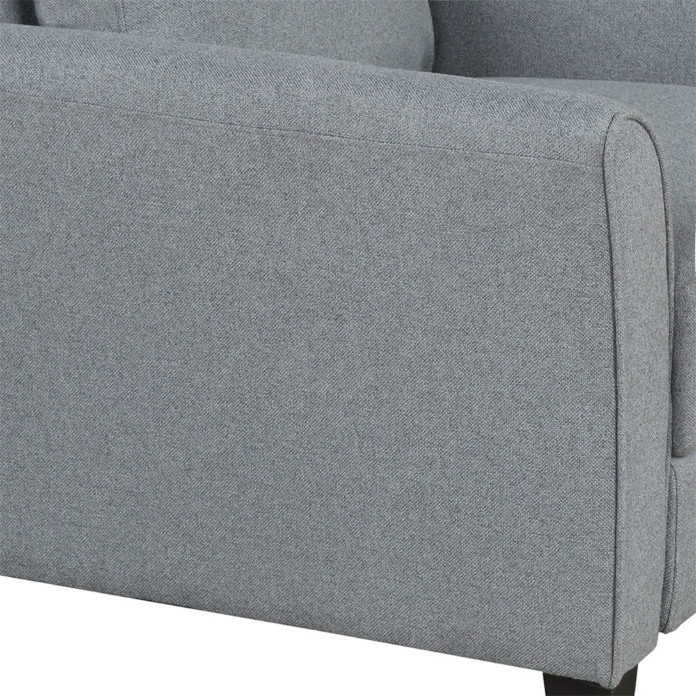1-Seat Linen Fabric Upholstered Sofa with Armrest and Backrest, for Living Room, Bedroom, Office, Apartment - Black