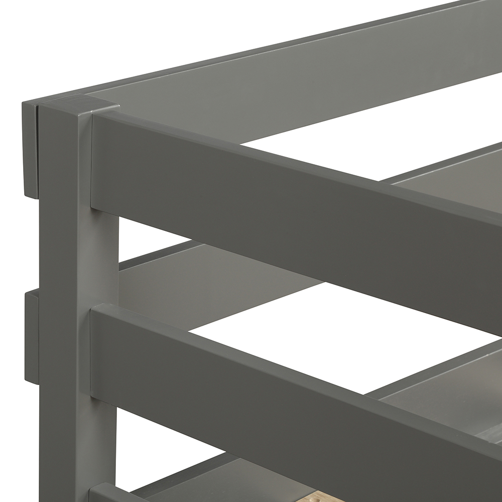 Twin Size Wooden Daybed with Trundle Bed and Wooden Slats Support, No Need for Spring Box, for Living Room, Bedroom, Office, Apartment - Gray