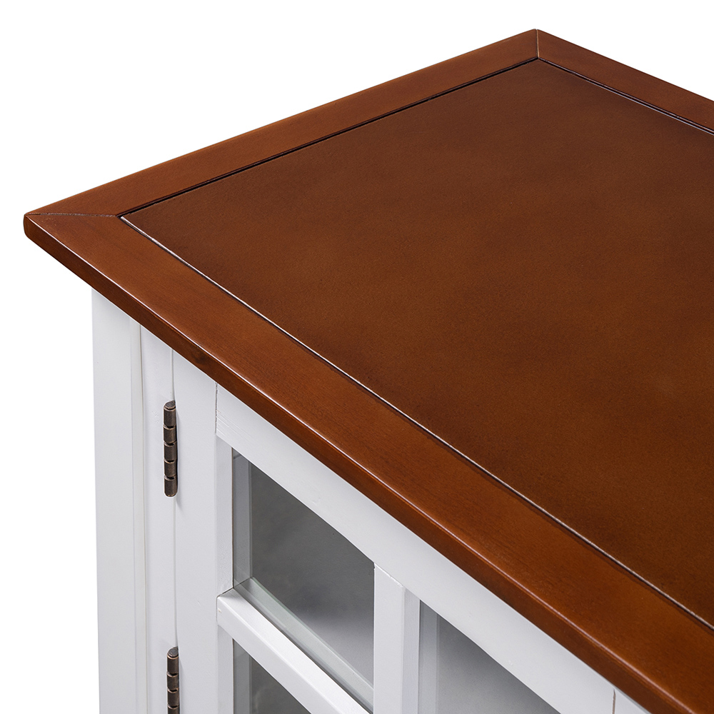 U_STYLE 45'' Modern Console Table with 2 Drawers, 2 Cabinets and 1 Shelf, for Entrance Hallway, Dining Room, Bedroom - White + Brown