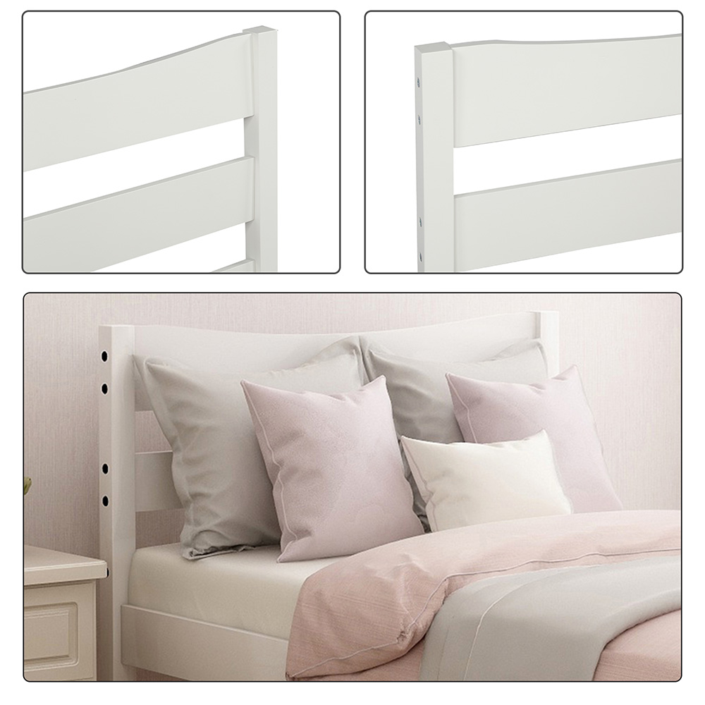 Twin Size Wooden Platform Bed Frame with Headboard, and Wooden Slats Support, No Spring Box Required (Frame Only) - White
