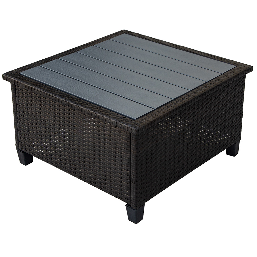 U-STYLE 6-Seat Rattan Wicker Sofa Set, with Coffee Table, Cushions and 2 Accent Pillows, for Outdoor, Courtyard, Terrace, Poolside - Beige
