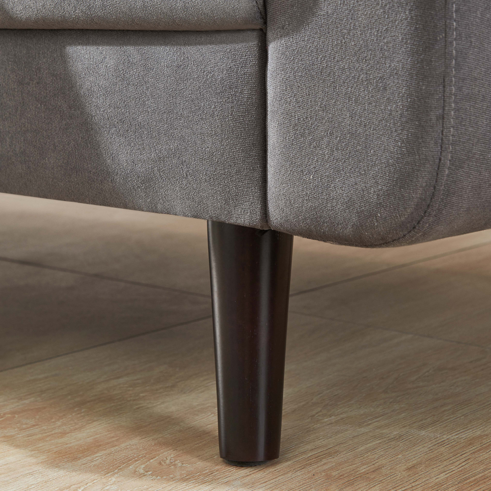 3-Seat Polyester Fabric Upholstered Sofa with Solid Wood Legs and Ergonomic Backrest for Living Room, Bedroom, Office, Apartment - Gray