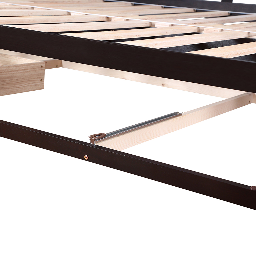 78.2" Twin Size Wooden Daybed with Trundle Bed and 2 Storage Drawers, No Need for Spring Box, for Living Room, Bedroom, Office, Apartment - Espresso