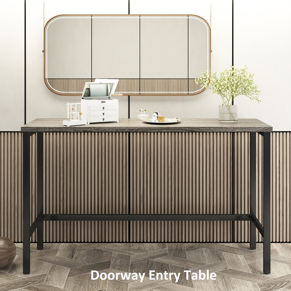 TOPMAX 4 Pieces Dining Set, Including 1 Counter Height Extra Long Table and 3 Stools, for Kitchen, Restaurant, Bar, Living Room, Cafe - Gray