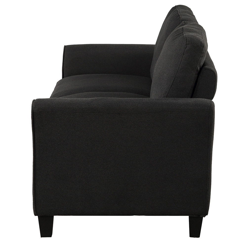 U-STYLE 3+2+1-Seat Polyester Blend Sofa Sofa Set, with Solid Wood Frame and Plastic Feet, for Living Room, Bedroom, Office, Apartment - Black