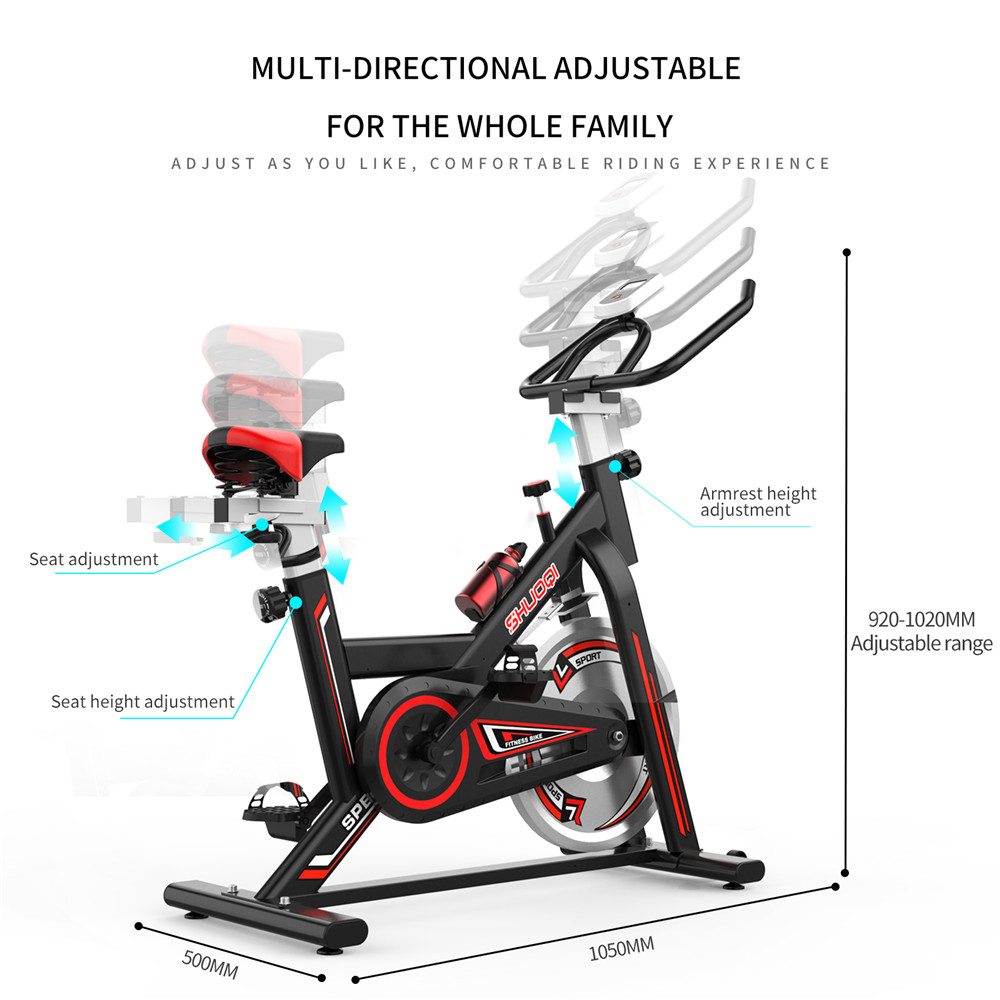 SHUOQI EB001-B Brush Spinning Bike Cycling Exercise Fitness Bike Adjustable Height for Indoor Workout - Black