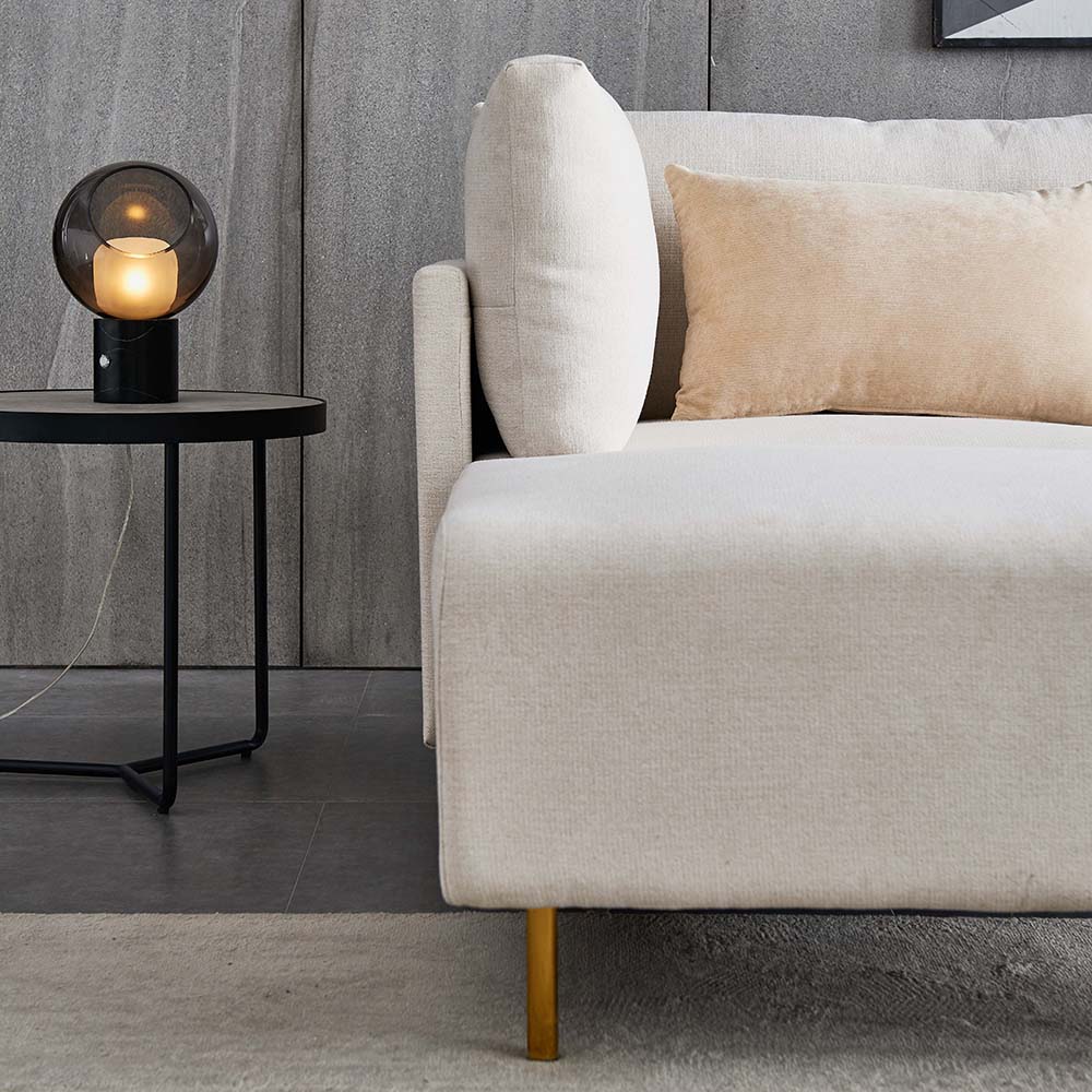 143" 6-Seat Polyester Upholstered Sectional Sofa with 2 Ottomans and Wooden Frame, for Living Room, Bedroom, Office, Apartment - Beige