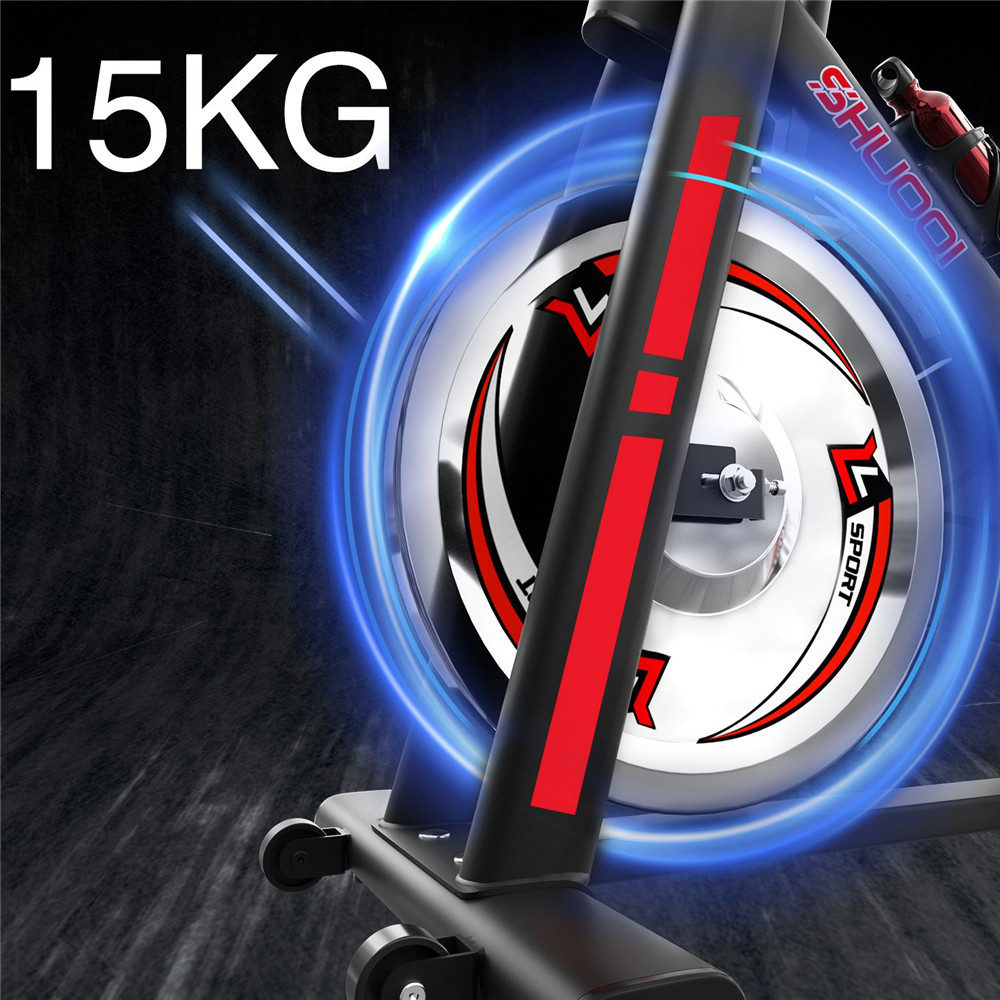 SHUOQI EB001-B Brush Spinning Bike Cycling Exercise Fitness Bike Adjustable Height for Indoor Workout - Black