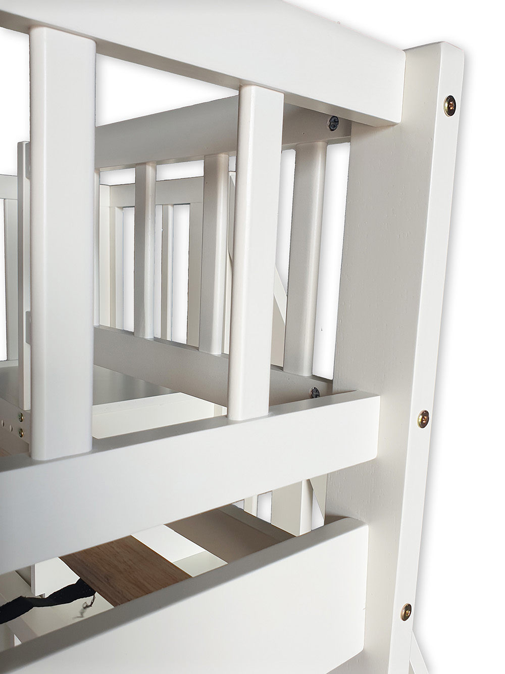 Twin-Over-Full Size Stairway Bunk Bed Frame with Trundle Bed, and Wooden Slats Support, No Spring Box Required (Frame Only) - White