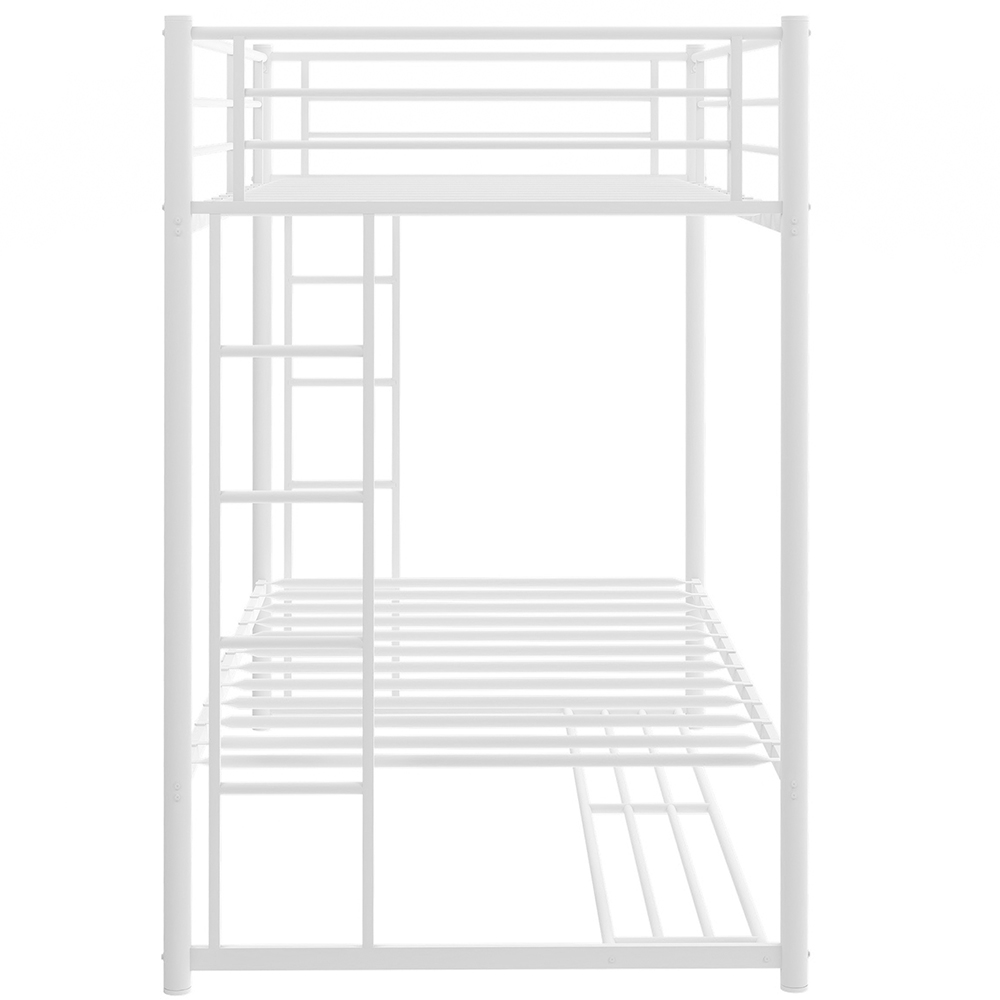 Twin-Over-Twin Size Metal Bunk Bed Frame with Ladder and Storage Bottom Shelf, No Spring Box Required (Frame Only) - White