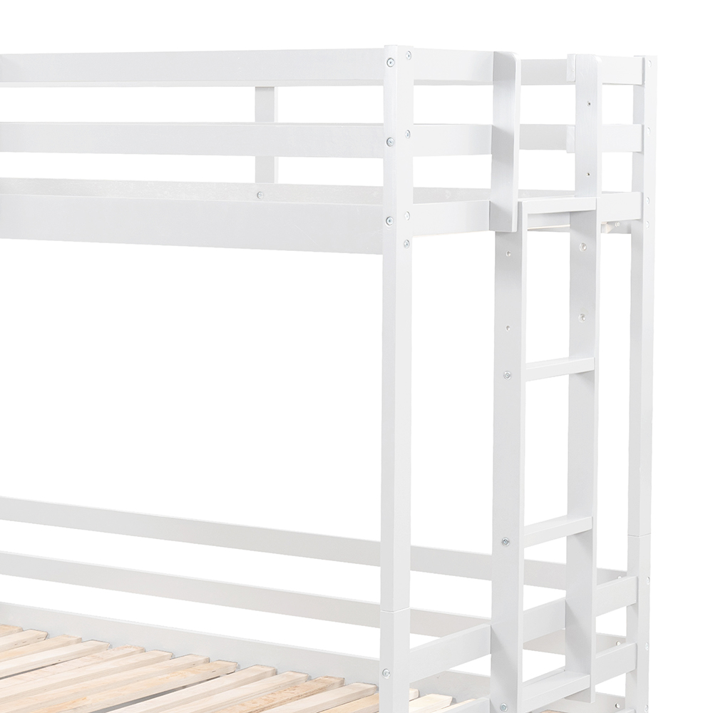 Twin-Over-Twin/Full/King Size Bunk Bed Frame with 2 Storage Drawers, and Wooden Slats Support, No Spring Box Required (Frame Only) - White